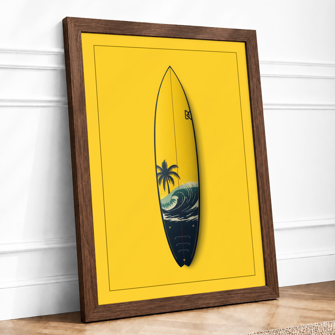 Tropical Surfboard Coastal - Framed Print