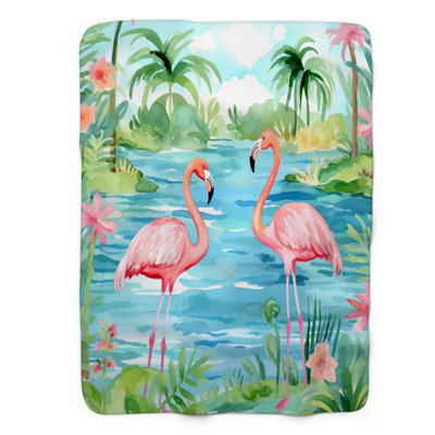 Pink Plumes - 1 Piece Premium Sherpa Blanket 0122