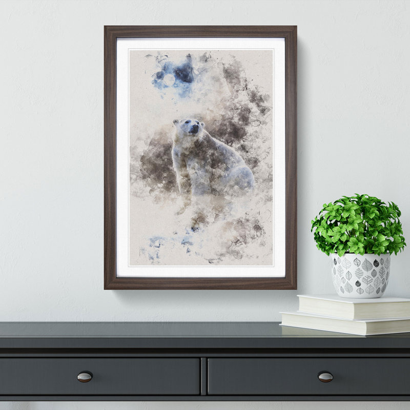 Polar Bear - Picture Frame Painting Print, Walnut Framed, 63cm H x 45cm W x 2cm D