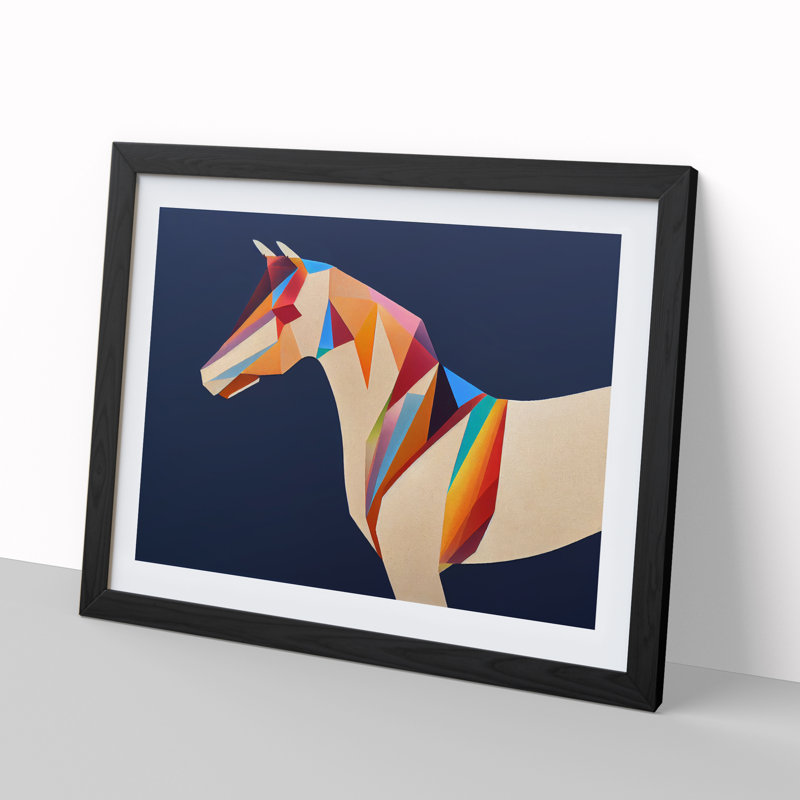 Energising Horse Abstract - Single Picture Frame Print, Black Framed, 46cm H x 64cm W x 2cm D