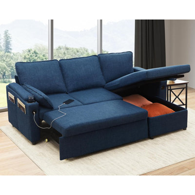 81" Wide Space-Saving Sleeper Sofa Upholstered Pull-Out Sofa Bed