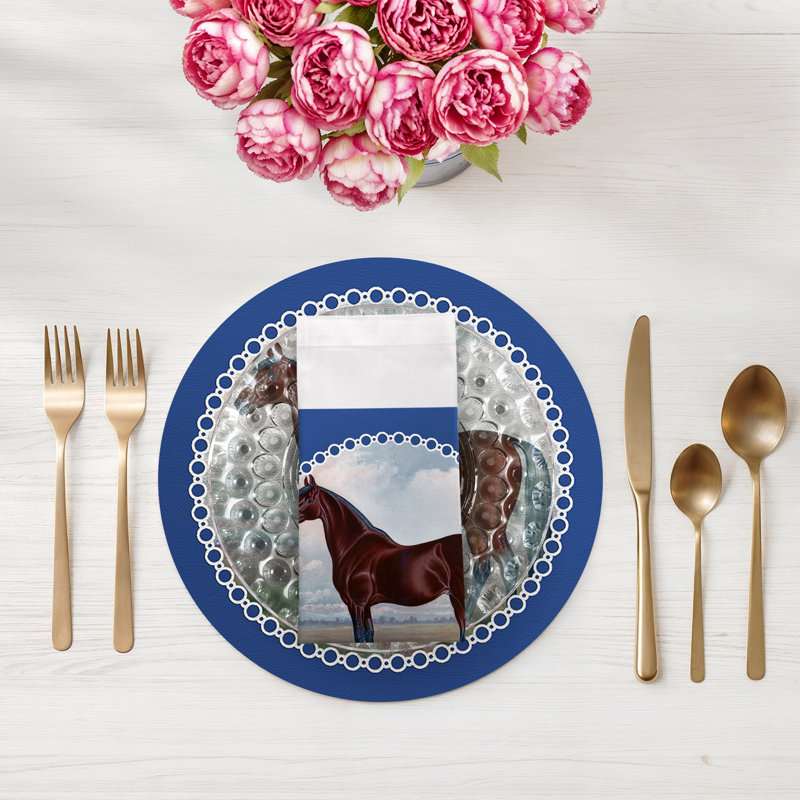 English Thoroughbred Cotton Sateen Dinner Napkins, Blue