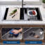 Évier de cuisine encastré en PVD noir, bol simple de 9 po de profondeur avec drain à rainures en X et ensemble d'accessoires de 5 pièces