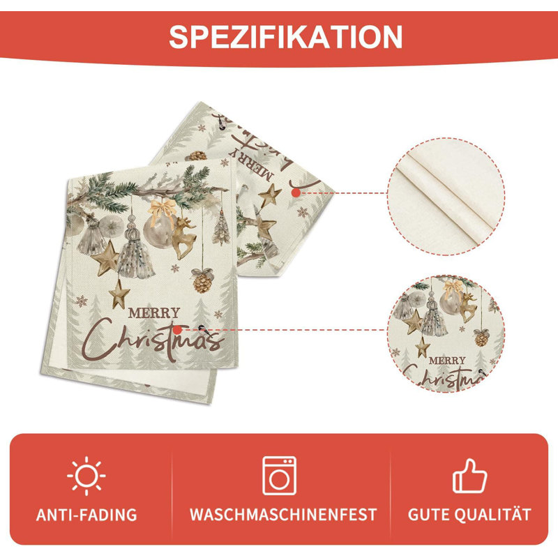 Trees Deer Bells Snowflake Christmas Table Runner