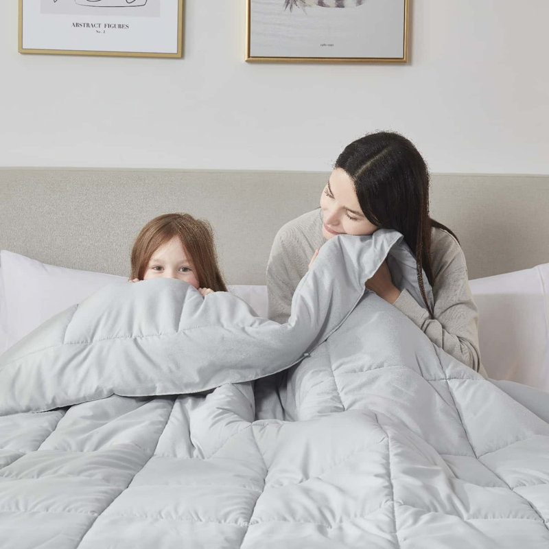 Édredon en duvet synthétique toutes saisons, Gris clair, Édredon très grand