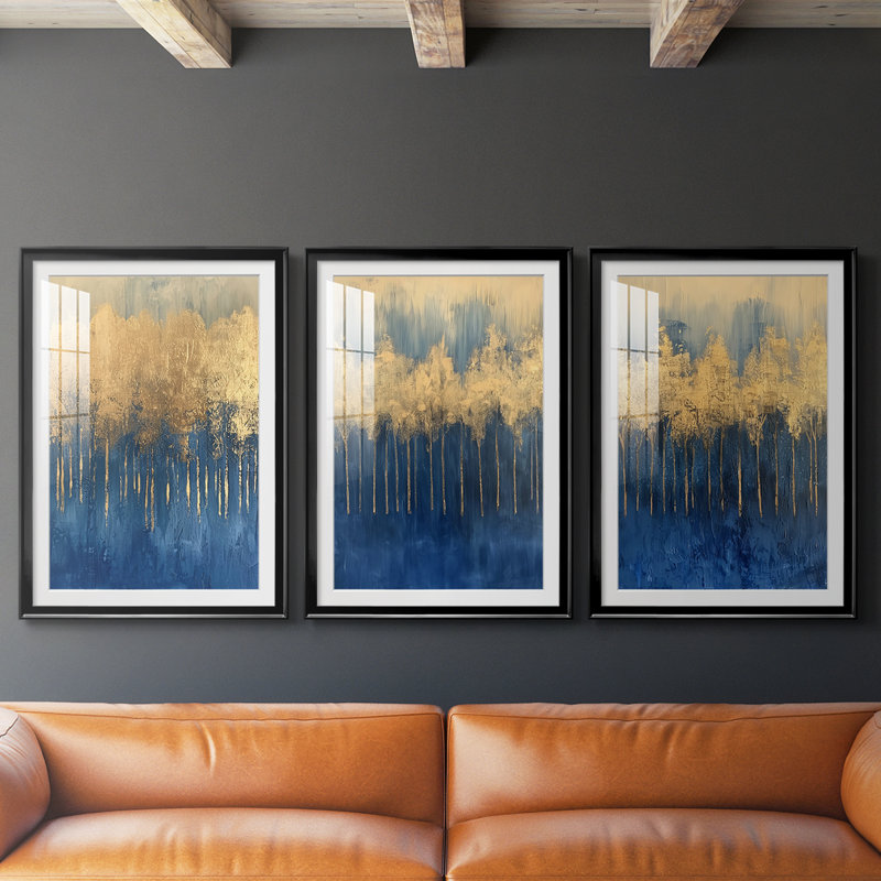 ABSTRACT Series I - Impression encadrée de qualité supérieure sur mesure mat - 3 pièces, Noir, H 30 po x l 63 po