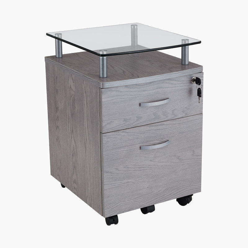 15.75'' Wide 2 -Drawer Mobile File Cabinet, Gray