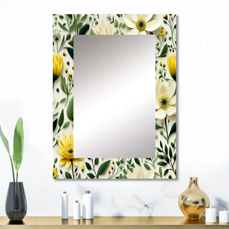 Lawson Meadow Greenery Botanical Green - miroir mural botanique, miroir décoratif bohème, impression d'art en métal