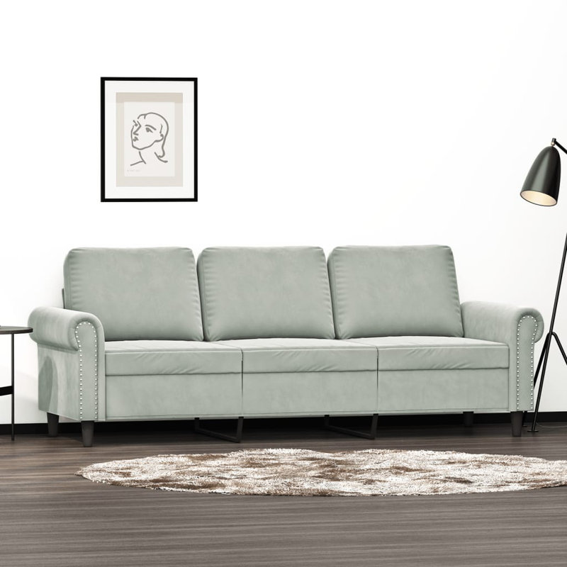 Canapé rembourré Nyziah, 100% polyester gris clair, H 31,5 po x l 78 po x P 30,3 po