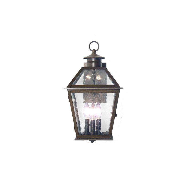 Corrina 3 - Light Outdoor Wall Lantern, Rustic Iron, 13.5" H x 7.375" W x 8.5" D, Clear Acrylic