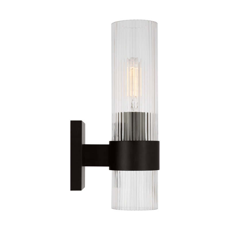 Geneva Black Iron Wall Sconce with Translucent Tube Shade