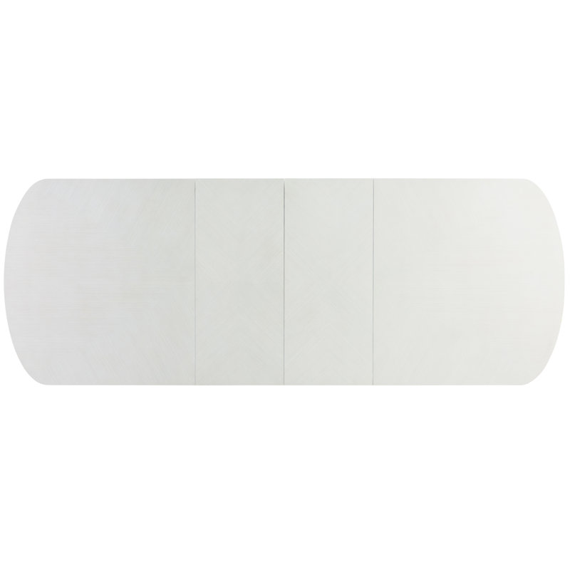 White Wood Extendable Rectangular Dining Table with Gold Accents