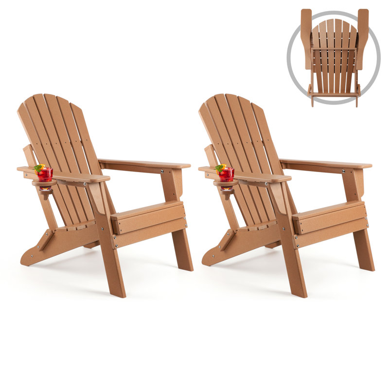 Carbondale Foldable Outdoor Adirondack Chair, Brown