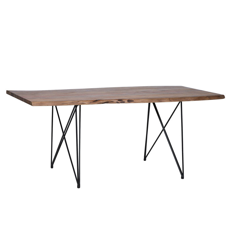 Pierce Acacia Solid Wood Top Metal Base Dining Table, H76 x L180 x W90cm