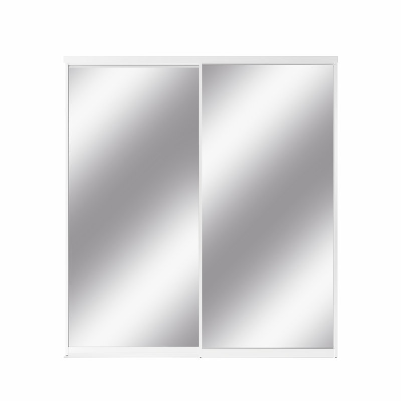  48” x 80" H Black Full-Length Mirror Door Frame Tempered Mirrored Sliding Closet Door With Hardware Kit​, 48" x 80"