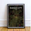Carte de Kansas City City, impression d’art graphique en noir-24704934