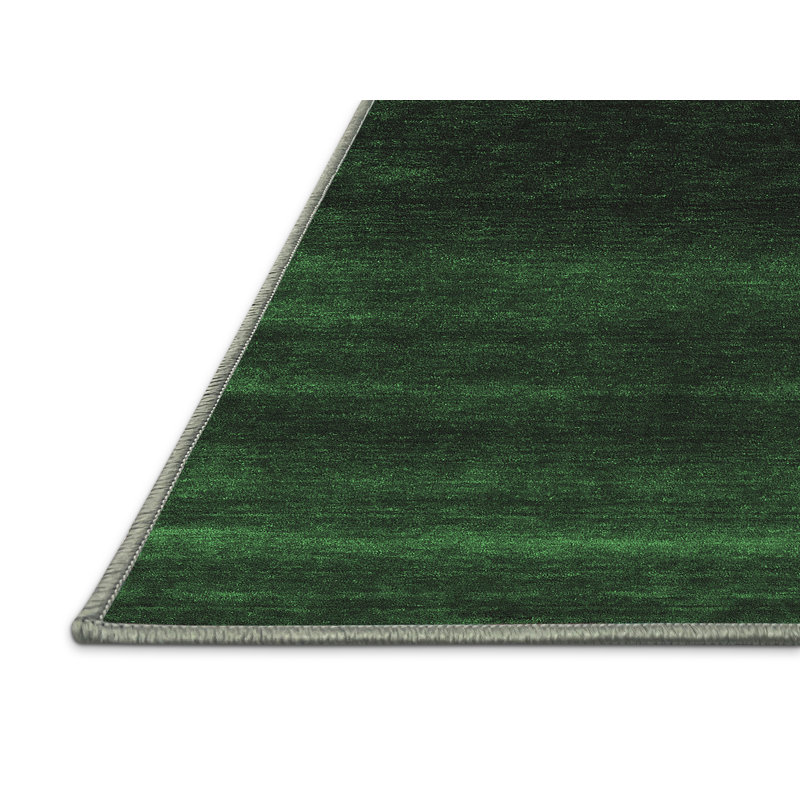 Tapis contemporains vert émeraude lavable à la machine 1779, Rectangle 5 pi x 7 pi