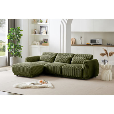  Canapé modulaire rembourré 4 pièces Latitude Run® - Idéal pour le salon, confortable et élégant - Velours côtelé vert