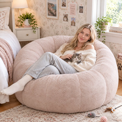 Round Petal‑Segmented Floor Bean Bag Chair.High‑Density Foam Filling Vacuum‑Compressed Armchair