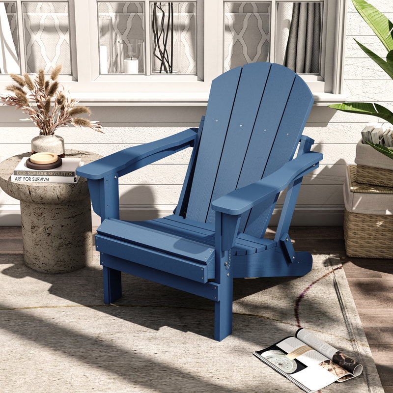 Chaise Adirondack pliante en plastique Hyginos, Bleu