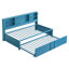 Lit de jour bleu en métal avec couchette, tablettes de rangement, rangement pour port