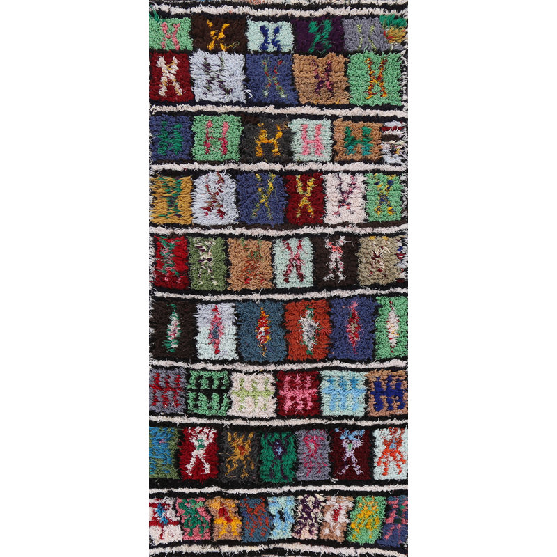 One-of-a-Kind 3'4'' X 7'9'' 1980s Runner Wool Area Rug in Multicolor