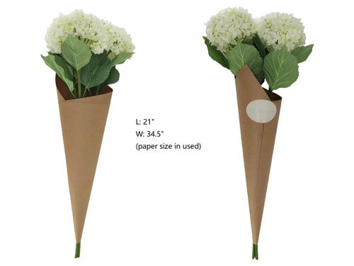 35" Light Green Artificial Hydrangea Stems, White