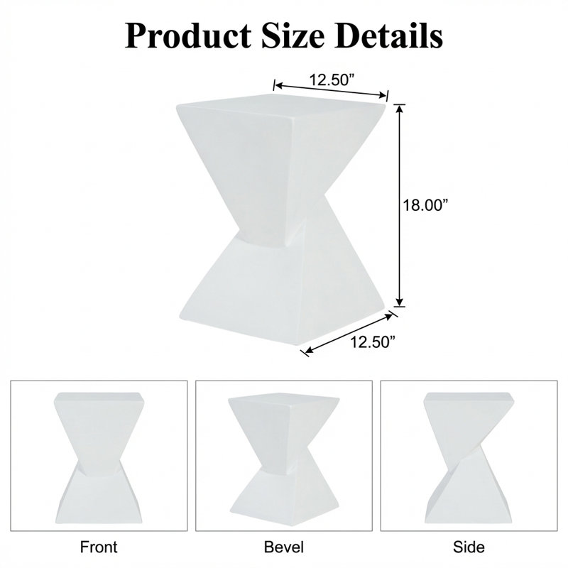 Modern X-Design All-Weather Side Table, Durable Magnesium Oxide Construction with Sleek Finish,
