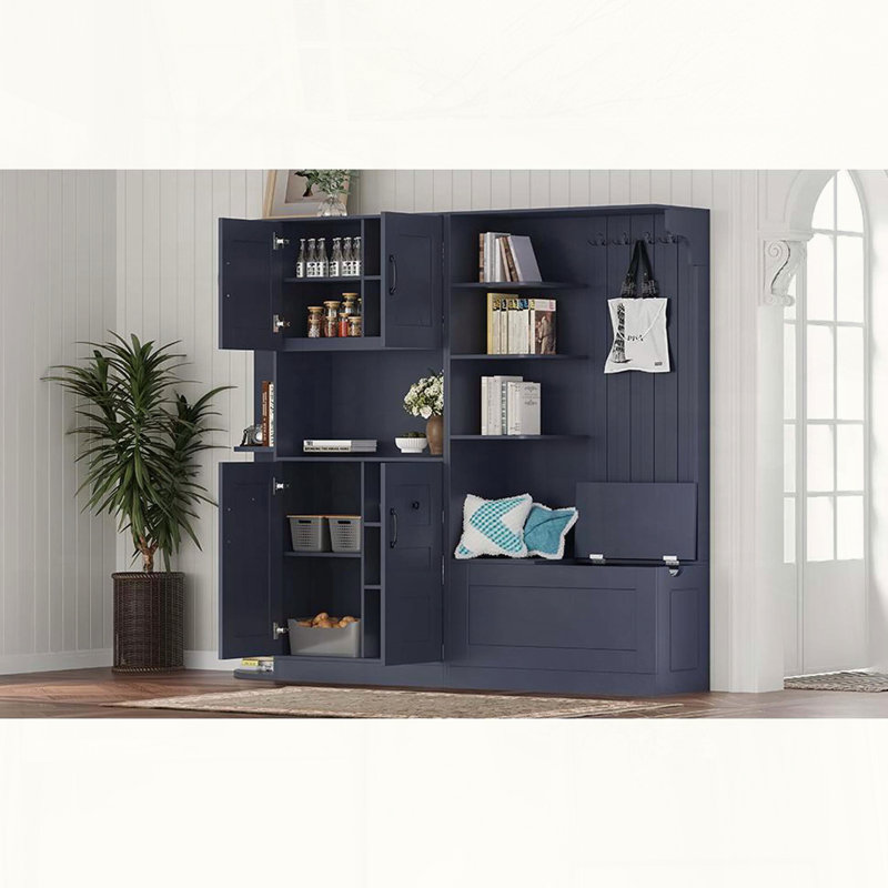 Armoire blanche avec rangement et crochets, White