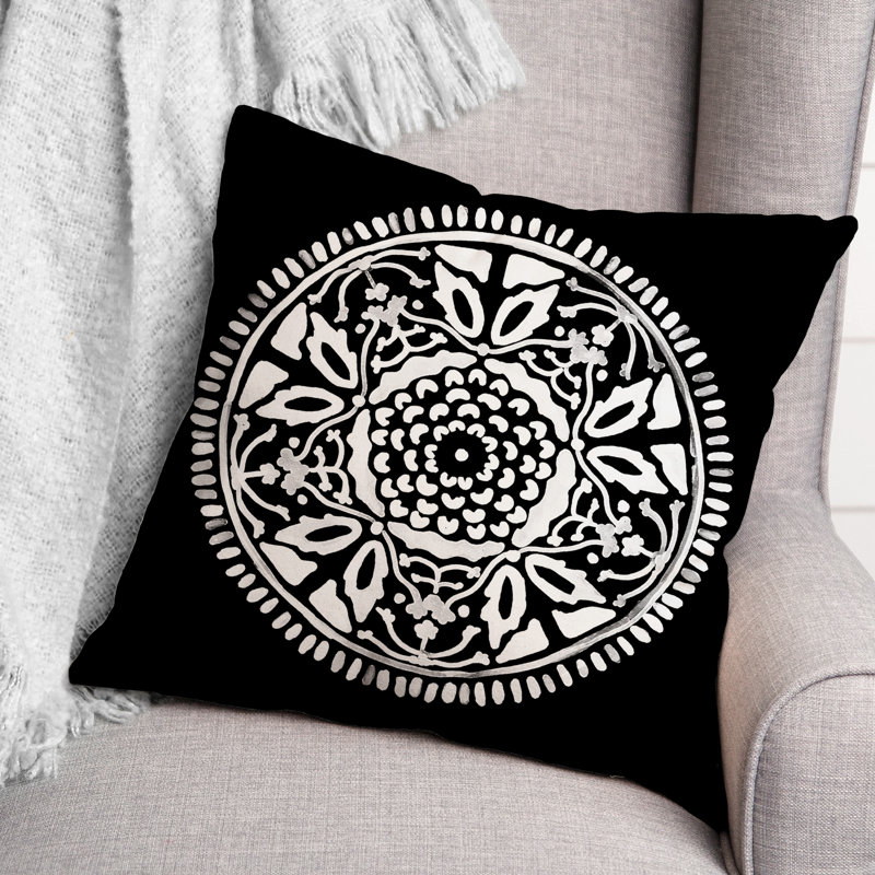 Housse et insert de coussin extérieur d'extérieur, Noir, Floral 3