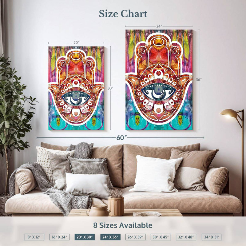 Hamsa multicolore Kerrick, H 36 po x l 24 po