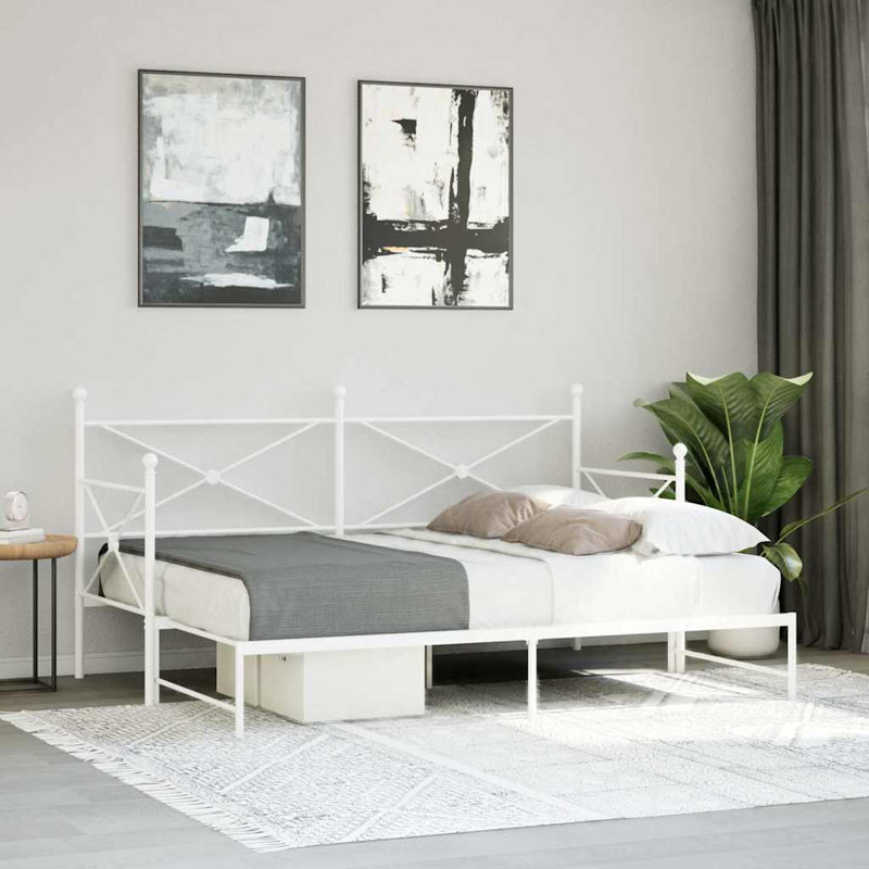 Daybed With Trundle Steel Expandable, Full, White