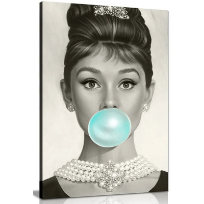 Audrey Hepburn Bubblegum - Wrapped Canvas Print