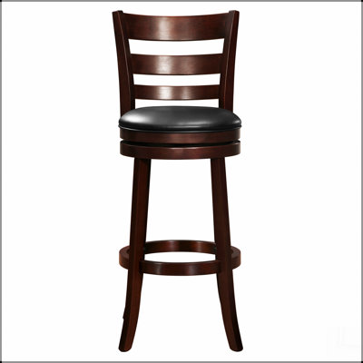 360-Degree Swivel Bar Chair Dark Cherry Finish Comfortable Footrest Solid Wood Furniture