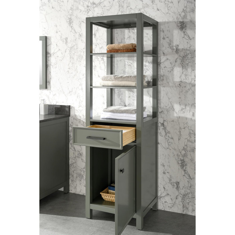 Armoire à linge autoportante Aileen l 21 po x H 72 po x P 17 po, gris