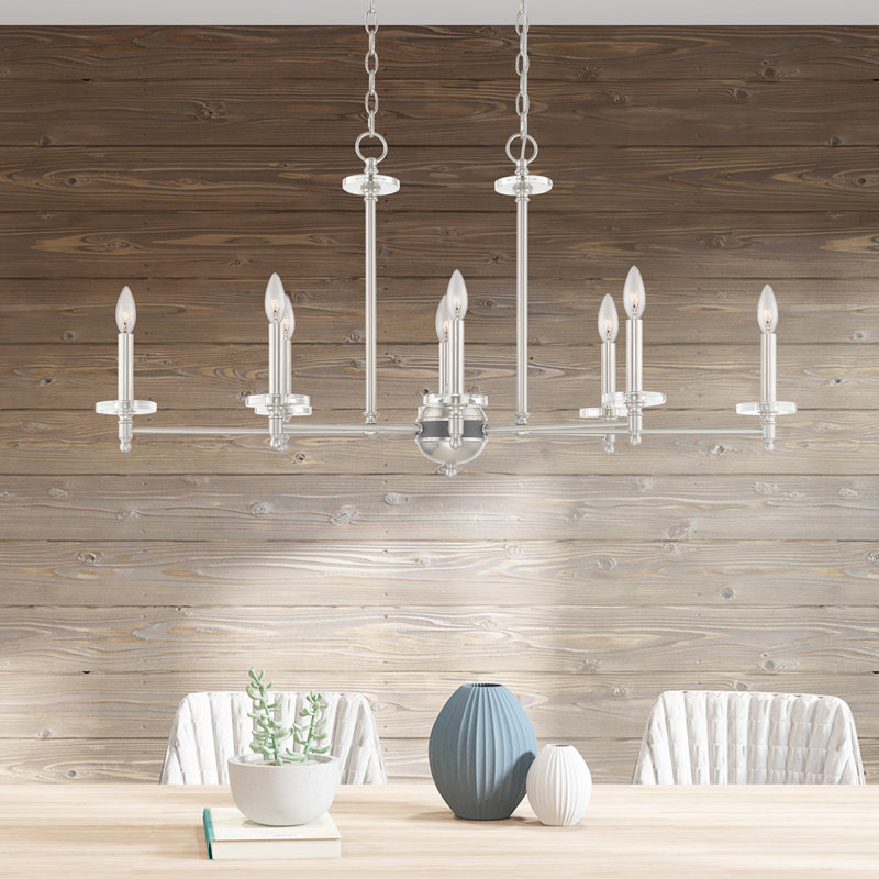 Elegant Bancroft 8-Light Linear Chandelier with Brushed Nickel Finish