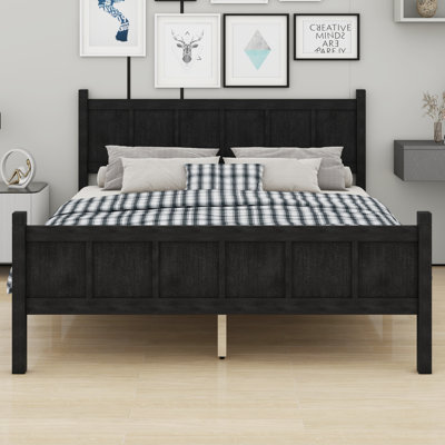 Classic Farmhouse Flat Panel Bed Frame with Headboard and Footboard