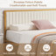 Ensemble de 2 bases de lit tapissier simple avec tête de lit rembourrée, lit plateforme à lattes en métal robuste, rangement sous le lit, beige-1577100226