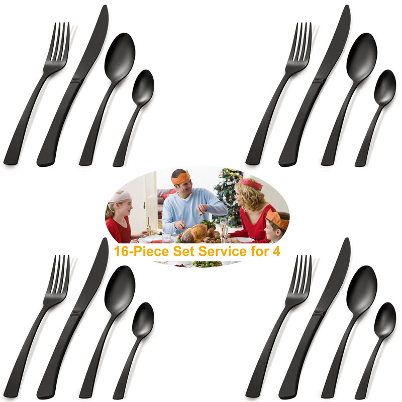 Latitude Run Aathavan 16 Piece Stainless Steel Cutlery Set , Service for 4