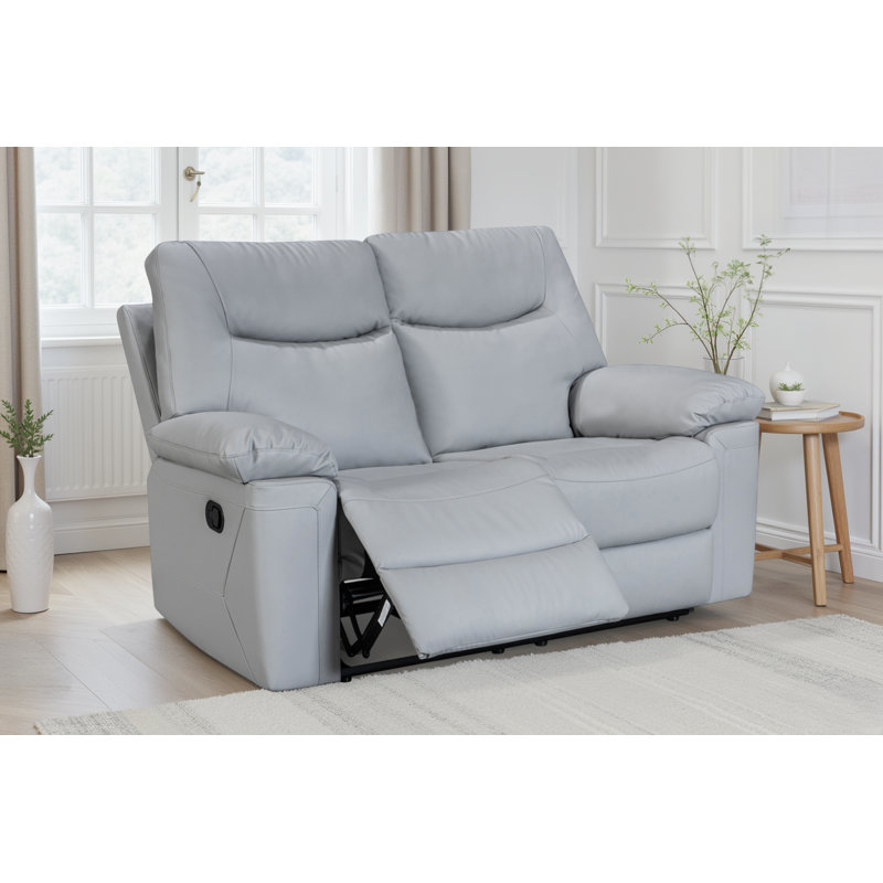 Blinera Faux Leather Reclining Sofa, Light Grey, 3