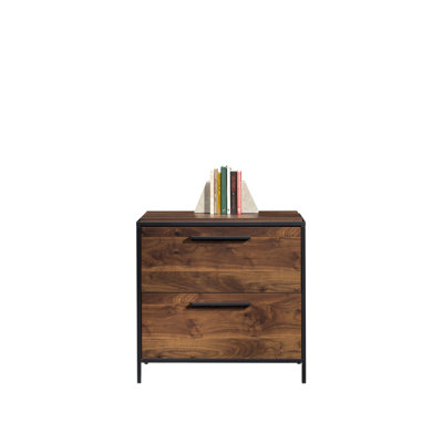 Home Office Lateral File - Full Extension Drawers For Storage, Walnut Finish And Black Metal Frame, Mechanism Stability, Quick Build, 30.24" Long X 17.24" Wide 29.53" High Living Room Spacious With