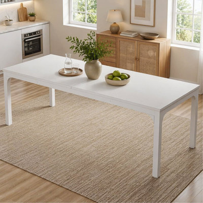 Grande table de salle à manger rectangulaire blanche de 78 po pour 6 à 8 personnes avec mobilier de salle à manger moderne (table seulement)