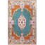 Tapis décoratif orange et bleu à motif frangé à motif traditionnel-1166282749