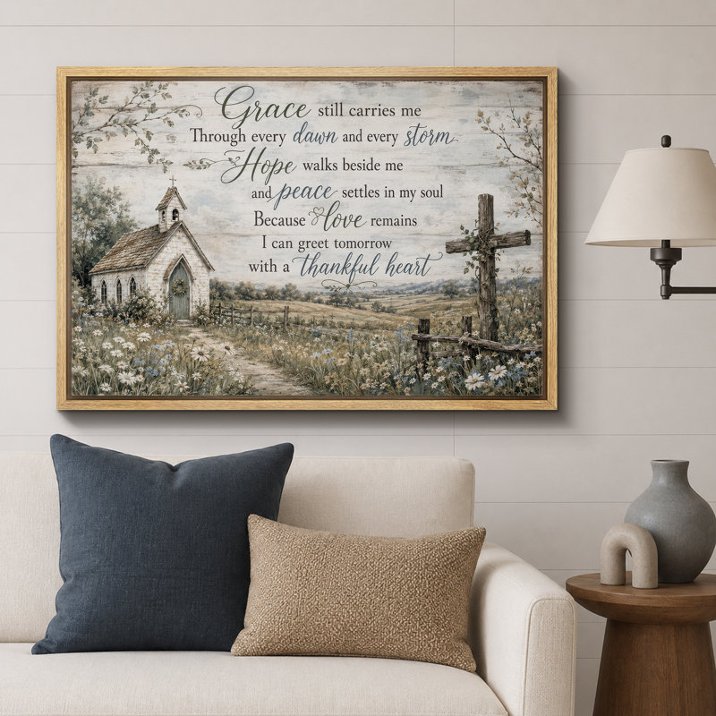 «Grace Hope Church», œuvre d'art, impression de giclée sur toile encadrée, Cadre naturel, H 24 po x l 36 po x P 1,5 po