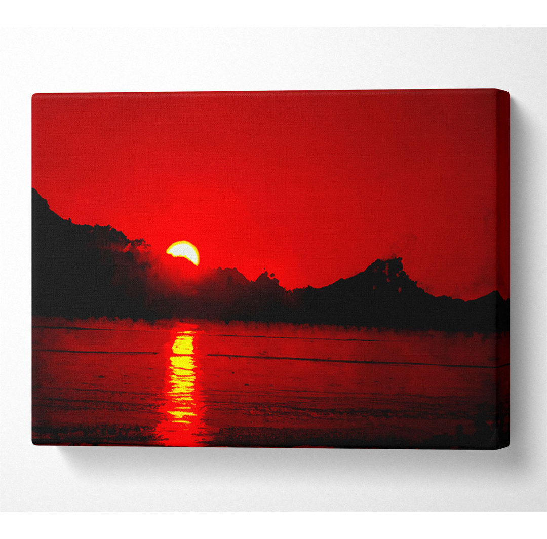 Vibrant Red Ocean Sunset - Kunstdrucke auf Segeltuch