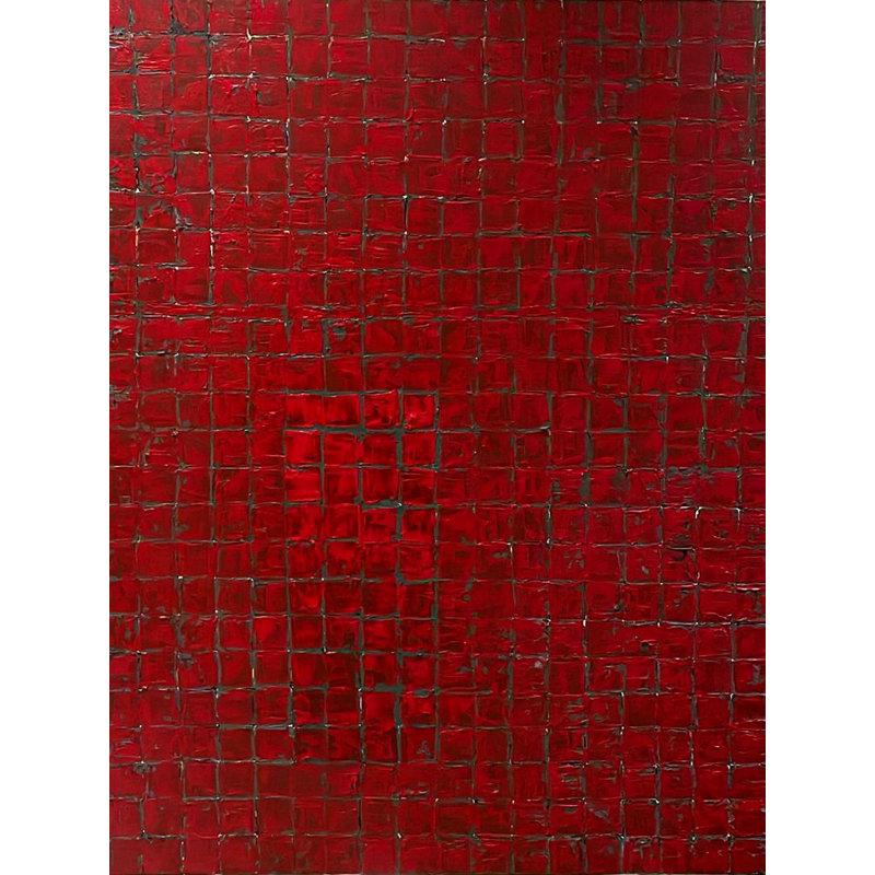 «Red Room», peinture acrylique par Aakriti Jhanb - Art mural abstrait moderne pour le salon ou la chambre à coucher