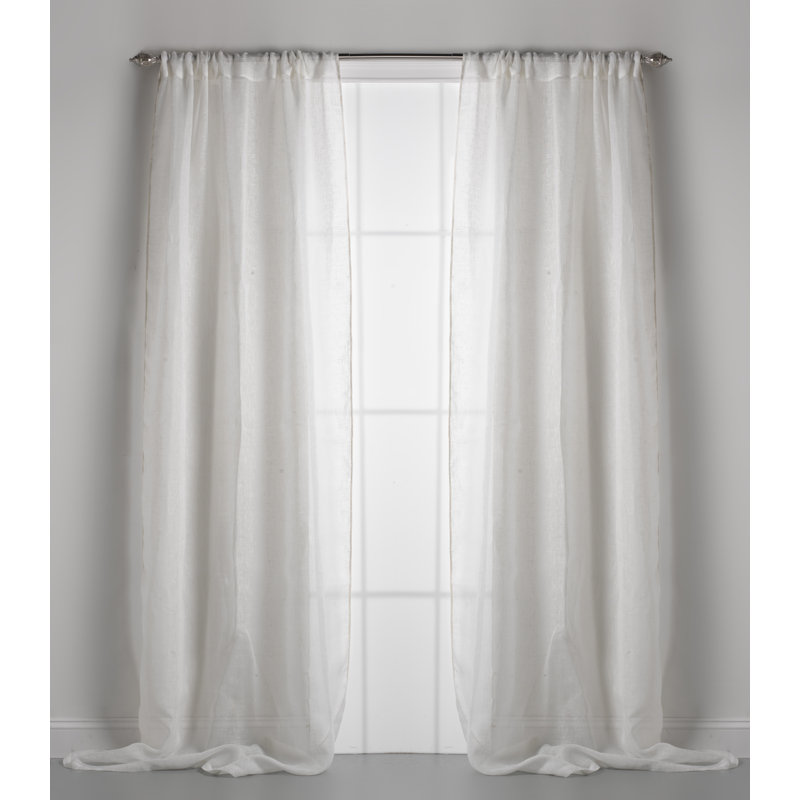 Linen Sheer Curtain Single Panel, Ivory, 54" W x 96" L