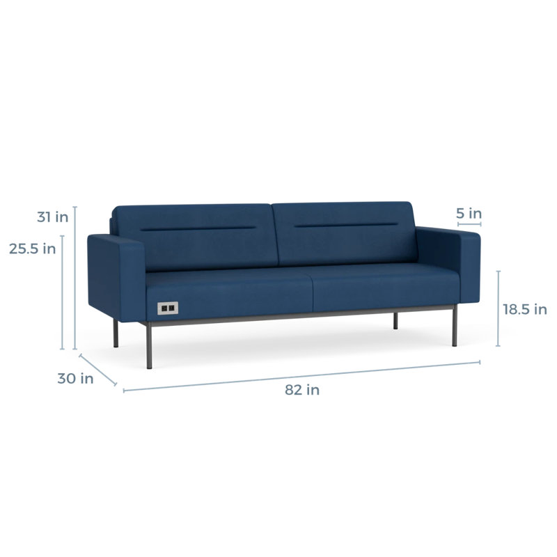 Darsey Lounge Reception Sofa With Power, With Power, Patriot Plus Blue Ridge, Charcoal
