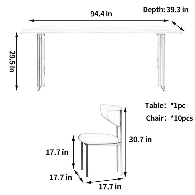 Table et chaises de style moderne