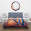 Blue Silhouettes of Trees in Orange Autumn Forest - Ensemble de housse de couette Farmhouse - Microfibre de polyester-66390029
